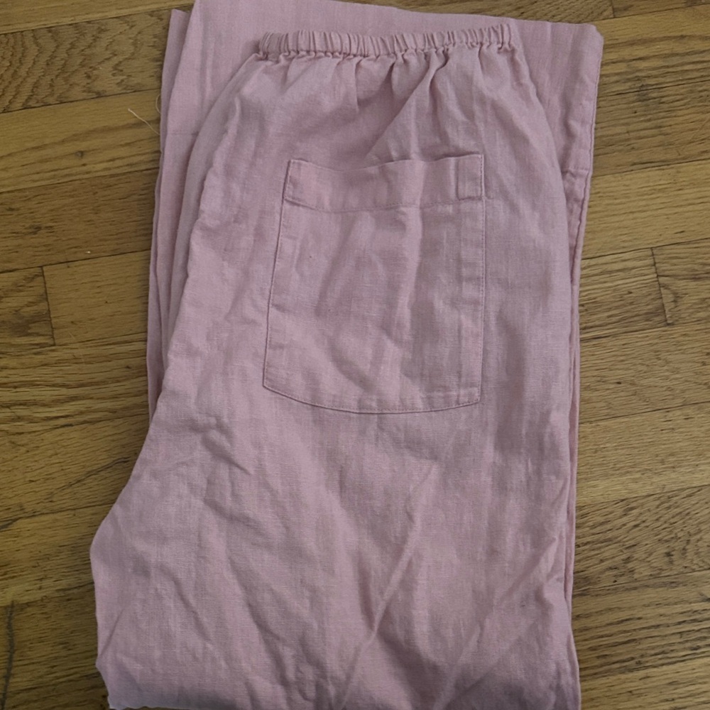 Free People Livin' In It Cotton-Linen Slouchy Beach Pants Orchid Pink medium - Picture 8 of 12